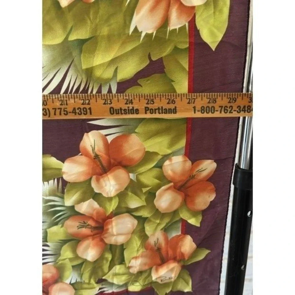 Vintage Oscar de la‎ Renta Silk Scarf Tropical Hibiscus Aubergine 31in Square